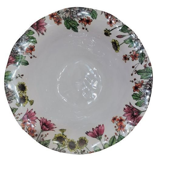Q Squared Alaina Young  12” Serving Bowl Melamine Large Capacity Floral‎ - Picture 1 of 5